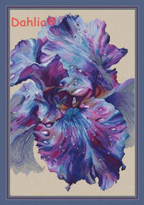Needlework Embroidery DIY Cross Stitch Kit "Purple flower" 14CT Unprinted