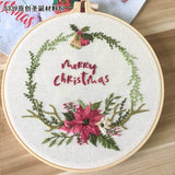 Embroidery Christmas Wreath Kit for Beginner With Hoop