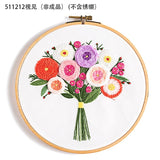 DIY Embroidery Kit Floral Bouquet Patterns -Embroidery Hoop option