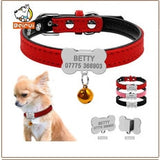 Durable Personalized Dog Collar PU Leather Padded ID Small Medium Large Dogs