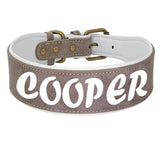 Personalized Large Dog Collar Wide Leather  for Medium Large Dog  Printed Name ID