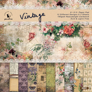 24 sheets 6"X6" vintage patterned paper pad for Scrapbooking card making