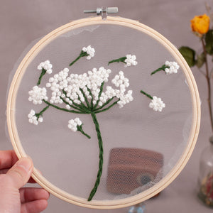 DIY Flowers Plants Pattern Embroidery Set Beginner Embroidery Round Craft Kit