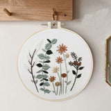 DIY Flowers Plants Pattern Embroidery Set Beginner Embroidery Round Craft Kit