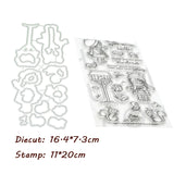 Children in snow Metal Cutting Dies and stamps  Scrapbooking Card Making