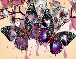 5D DIY Diamond Painting "purple butterfly" Embroidery Full Square - Scrap n Patch