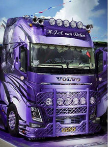 5D Diamond Painting embroidery Full Square/Round "Purple Volvo Cab truck" 3D - Scrap n Patch