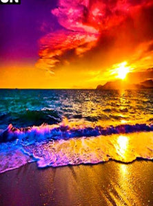 5D DIY Diamond embroidery Painting Full Square/Round Drill "Seaside sunset" - Scrap n Patch