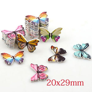 50PC x 2 Hole - 3 Size Colorful Butterfly Wooden Buttons suit Scrapbooking DIY  Craft Mixed