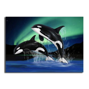 5D DIY Diamond embroidery Painting Kits -Full Square / Round :Killer Whales" - Scrap n Patch