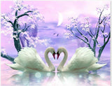 5D DIY Diamond Embroidery Painting  Full Square Drill "White  Swans"
