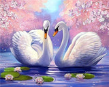 5D DIY Diamond Embroidery Painting  Full Square Drill "White  Swans"